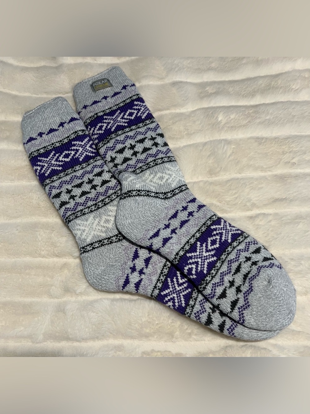 Polar Extreme Insulated Thermal Socks Women’s Size 5-9 1 Pair Purple Gray Warm